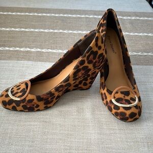 Pierre Dumas Leopard Print Wedge Shoes
